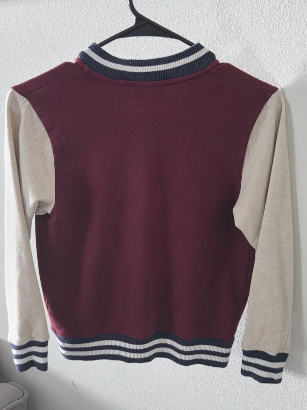 The Children's Place Maroon and Cream Varsity Zip Jacket